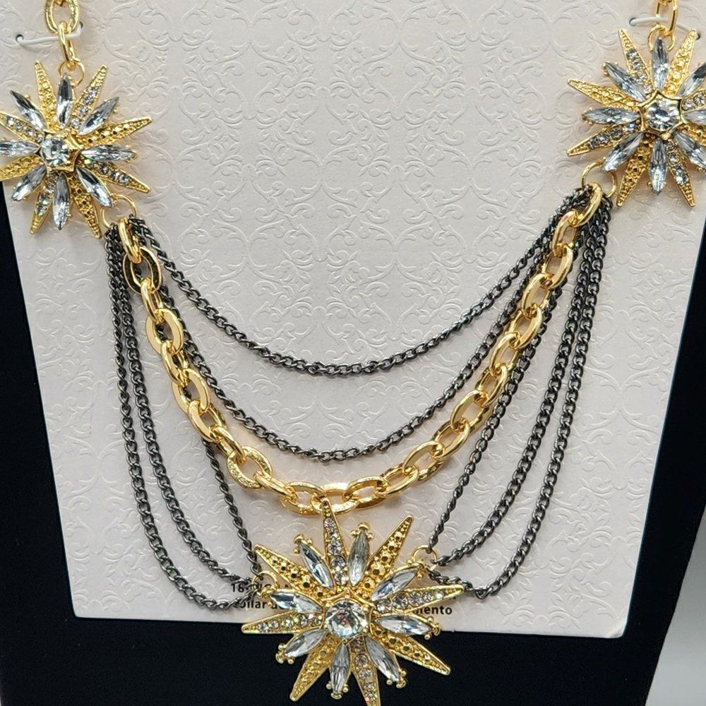 Walmart Midnight Glam 18" Necklace With Extender Starburst Statement